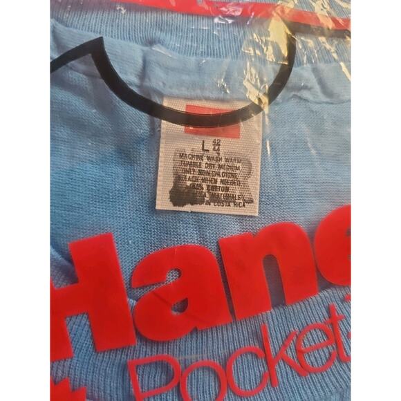 Vtg 1987 Hane Pocket-T Men's Tee Shirt Red- & B Slightly Imperfect Size L Sealed - Picture 4 of 11